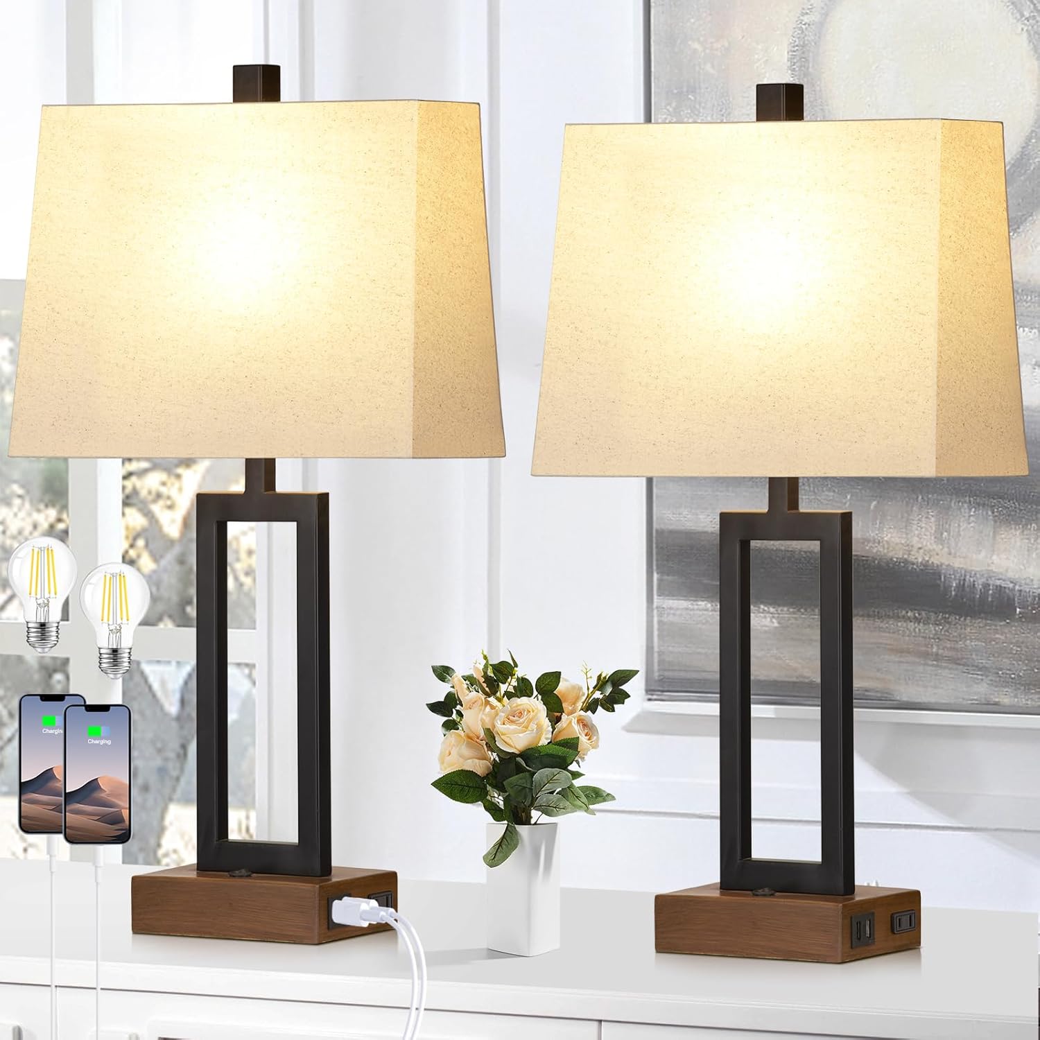 Touch Control Table Lamps Set of 2