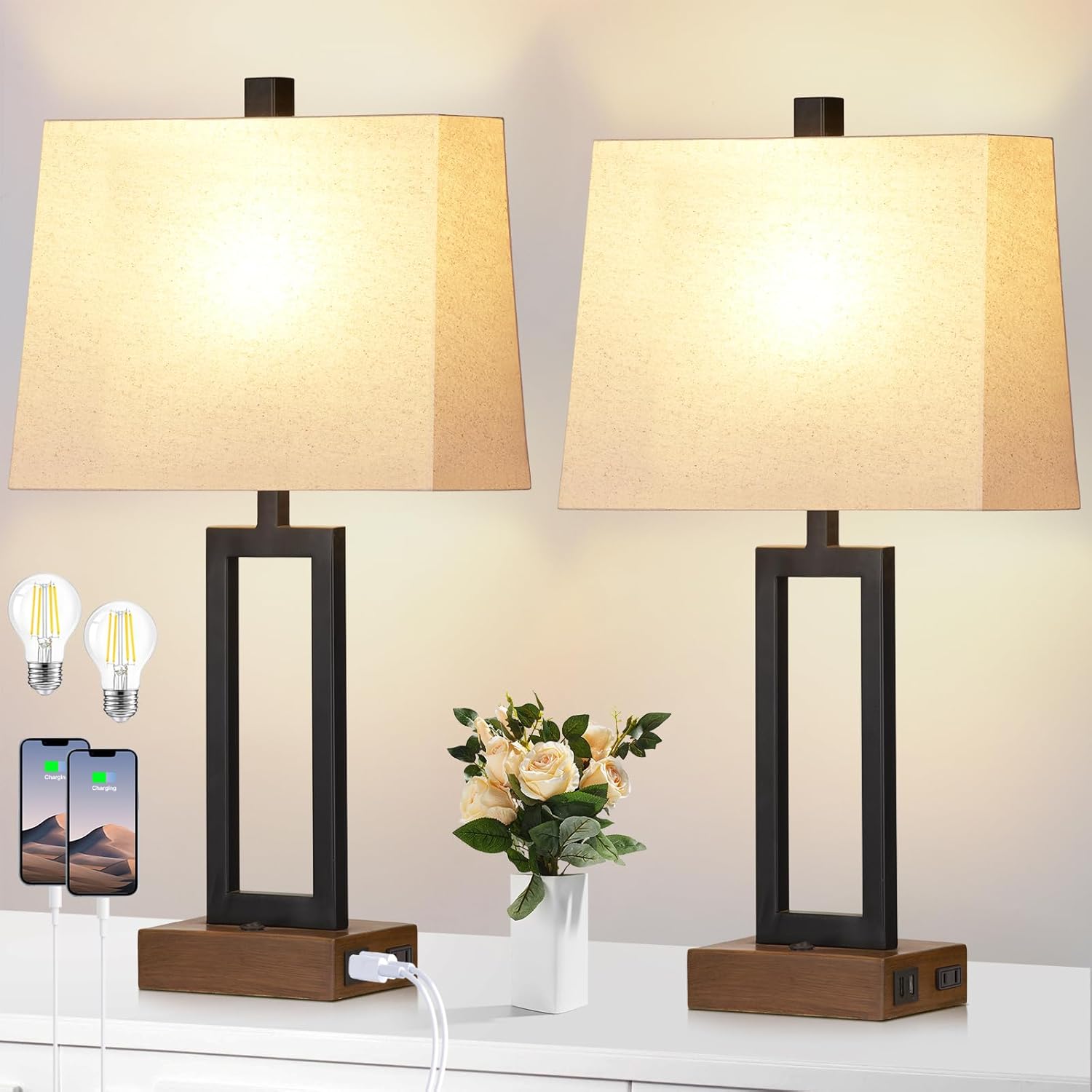 Touch Control Table Lamps Set of 2