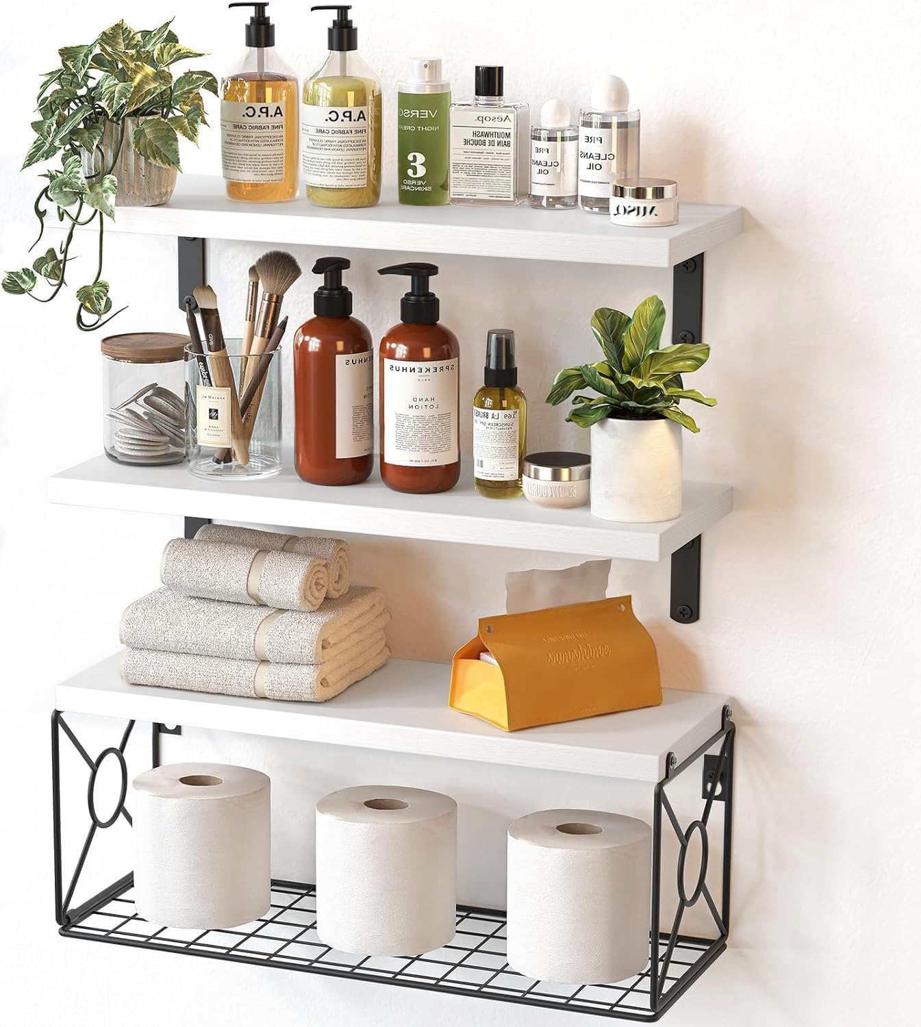 Bathroom Shelves Over Toilet with Storage Basket