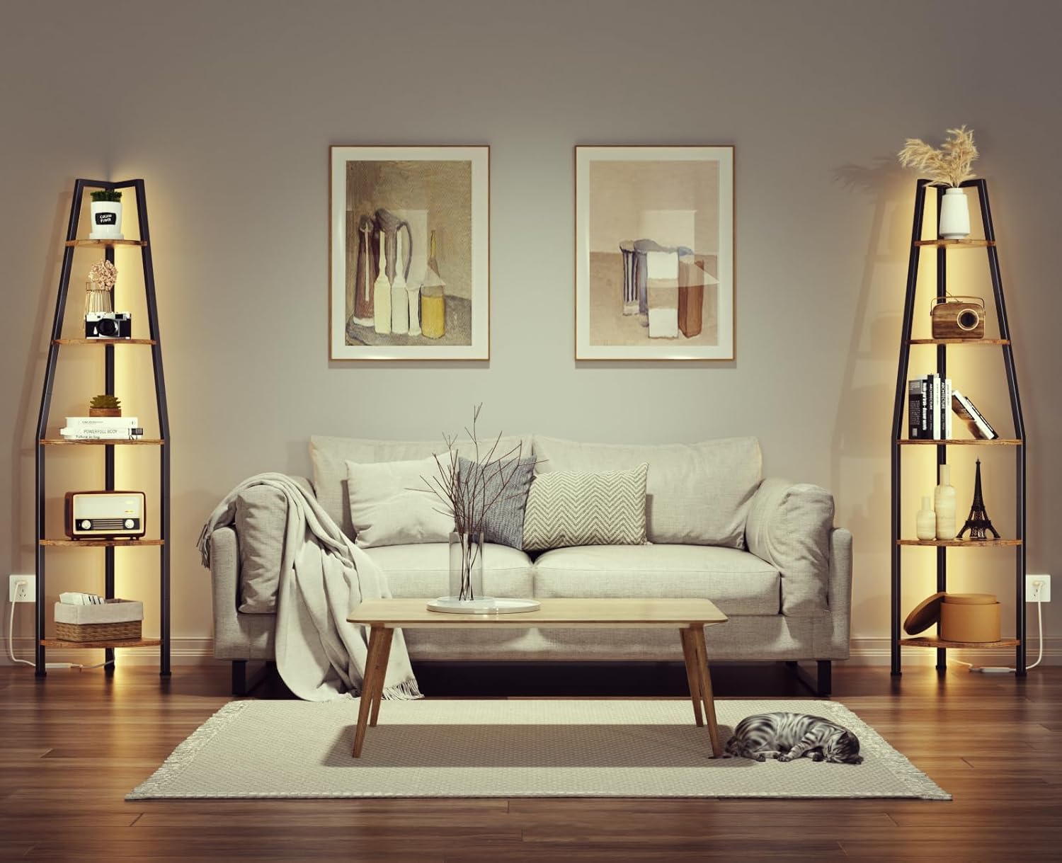 5 Tier Corner Shelf with LED Light