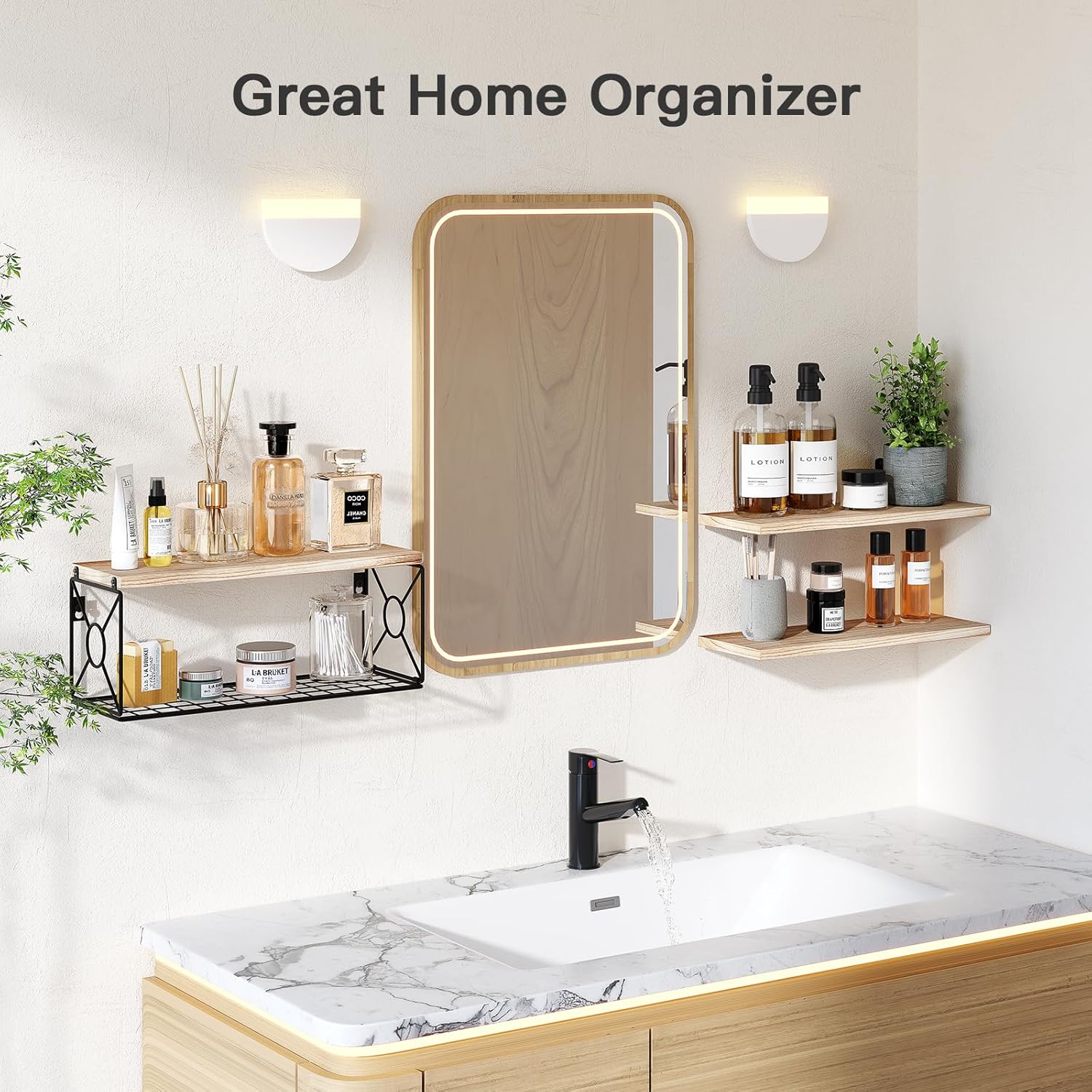 Bathroom Shelves Over Toilet with Storage Basket