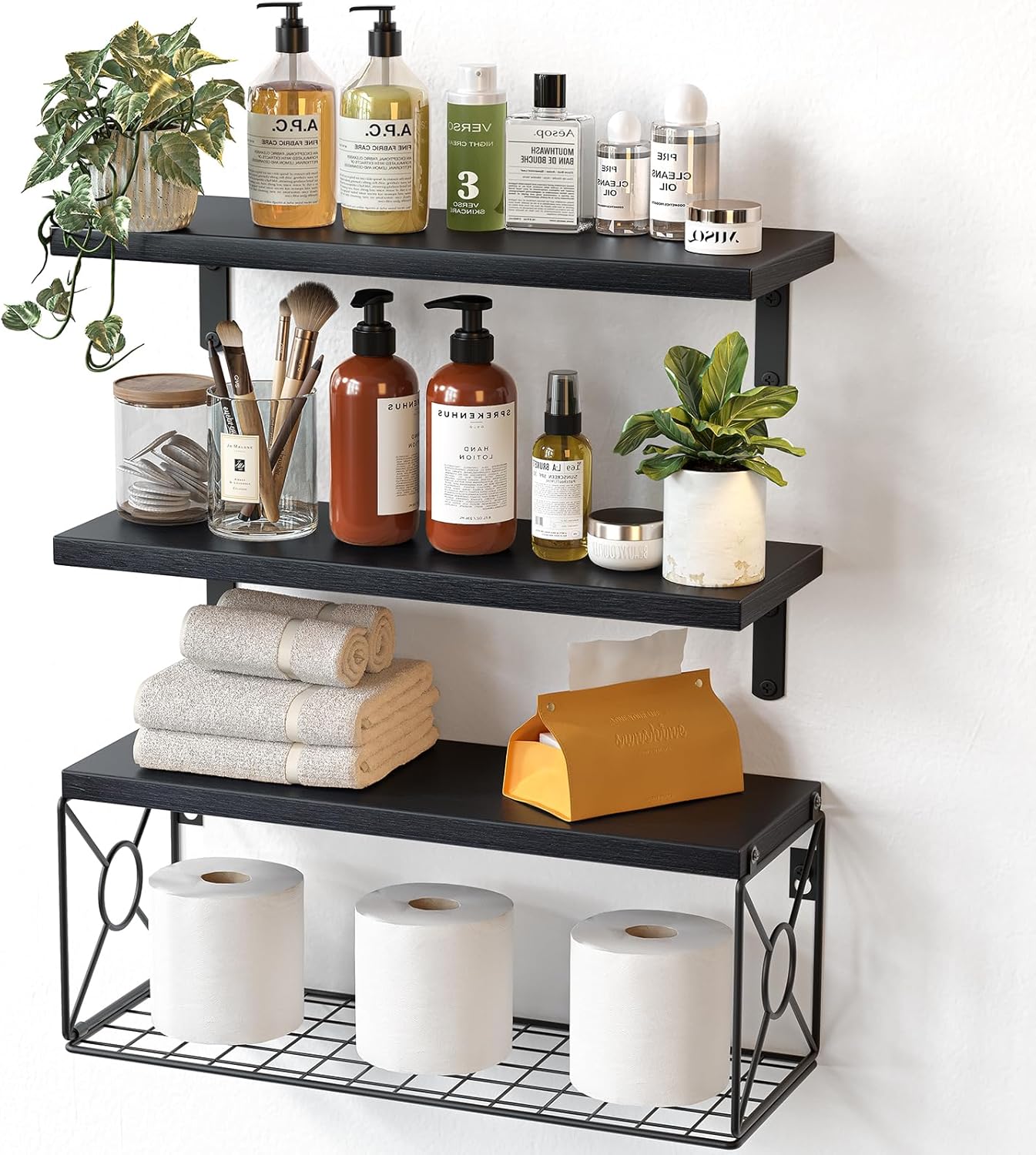 Bathroom Shelves Over Toilet with Storage Basket