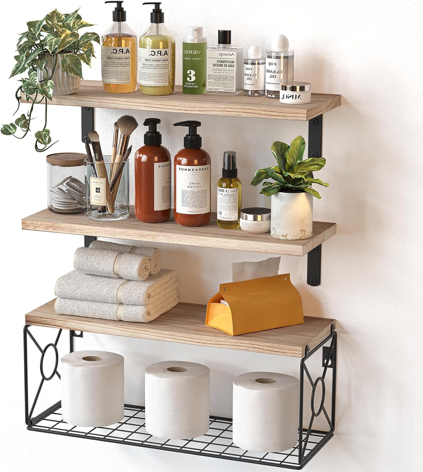 Bathroom Shelves Over Toilet with Storage Basket